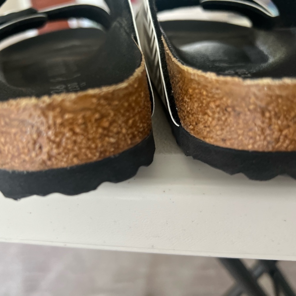 Birkenstock Black and White Zebra Print Sandals Anthropologie Sold Out Sz 6 - Picture 9 of 13